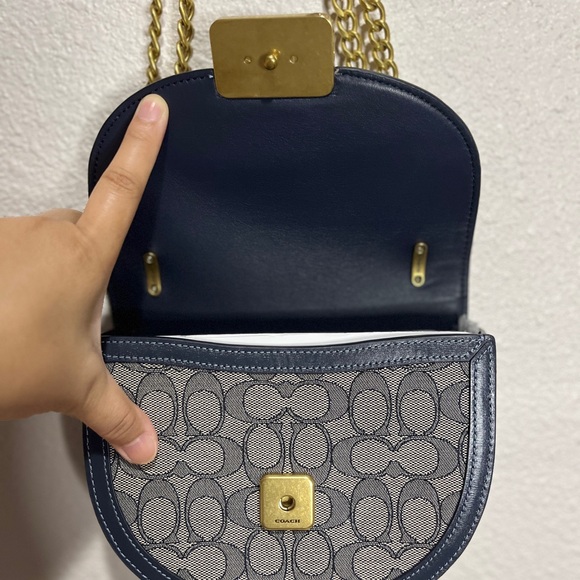 Coach Alie Saddle Signature Jacquard Navy Blue - Picture 7 of 8